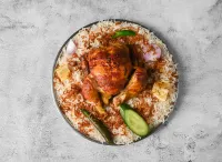 دجاج شواية مع الرز - نص مع نفر رز
