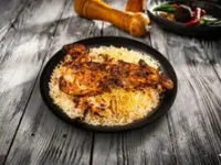 نصف دجاج على الفحم مع رز بشاور - نصف دجاج على الفحم مع رز بشاور-نصف